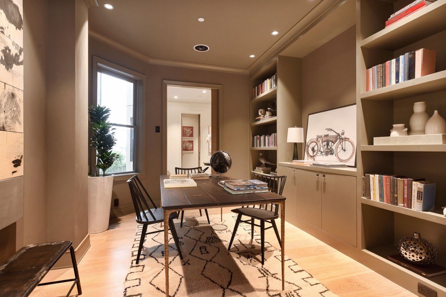 Broadway Study Space With Small Table, Chairs And Bookshelves