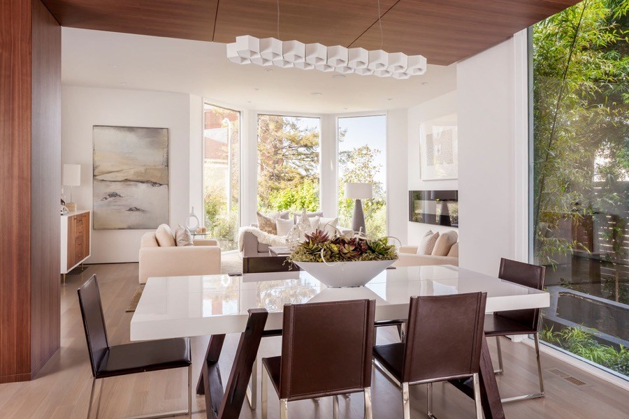 Broadway Dining Room With Modern Lighting And Elegant Natural Features